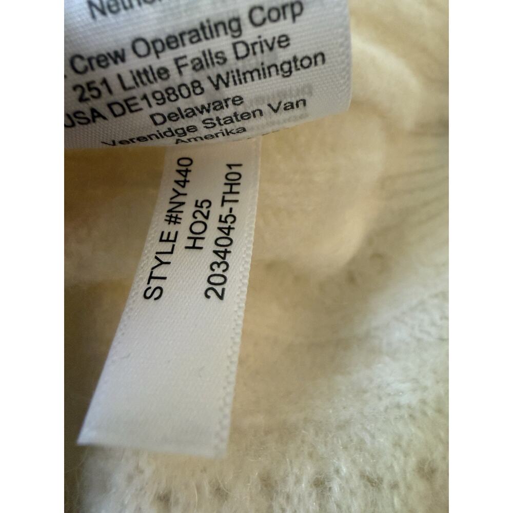 Madewell Size XS Cream Pointelle Sweater Alpaca Wool Blend Puff Sleeve NWT - Picture 7 of 8